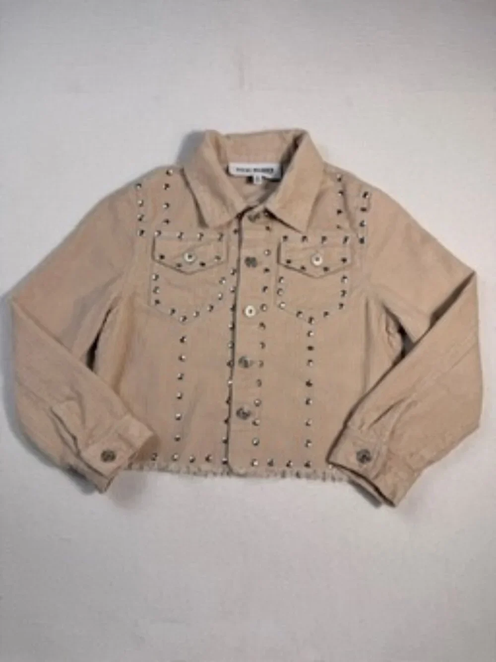 Steve Madden Kids Girls Studded Corduroy Jacket Size S Tan Distressed Western